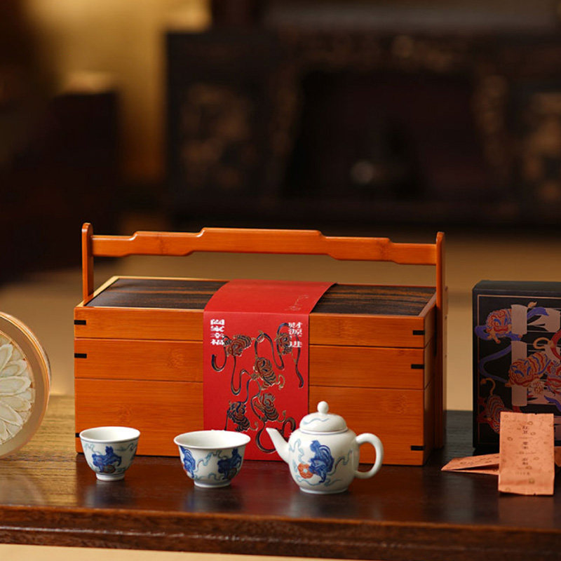 【新年礼】纳福 | 中式提篮+青釉陶瓷茶具+西洋参石斛茶 高端商务,节庆用品/礼品,创意礼盒/礼品套组,淘宝优惠券,粉丝福利购,淘宝优惠卷