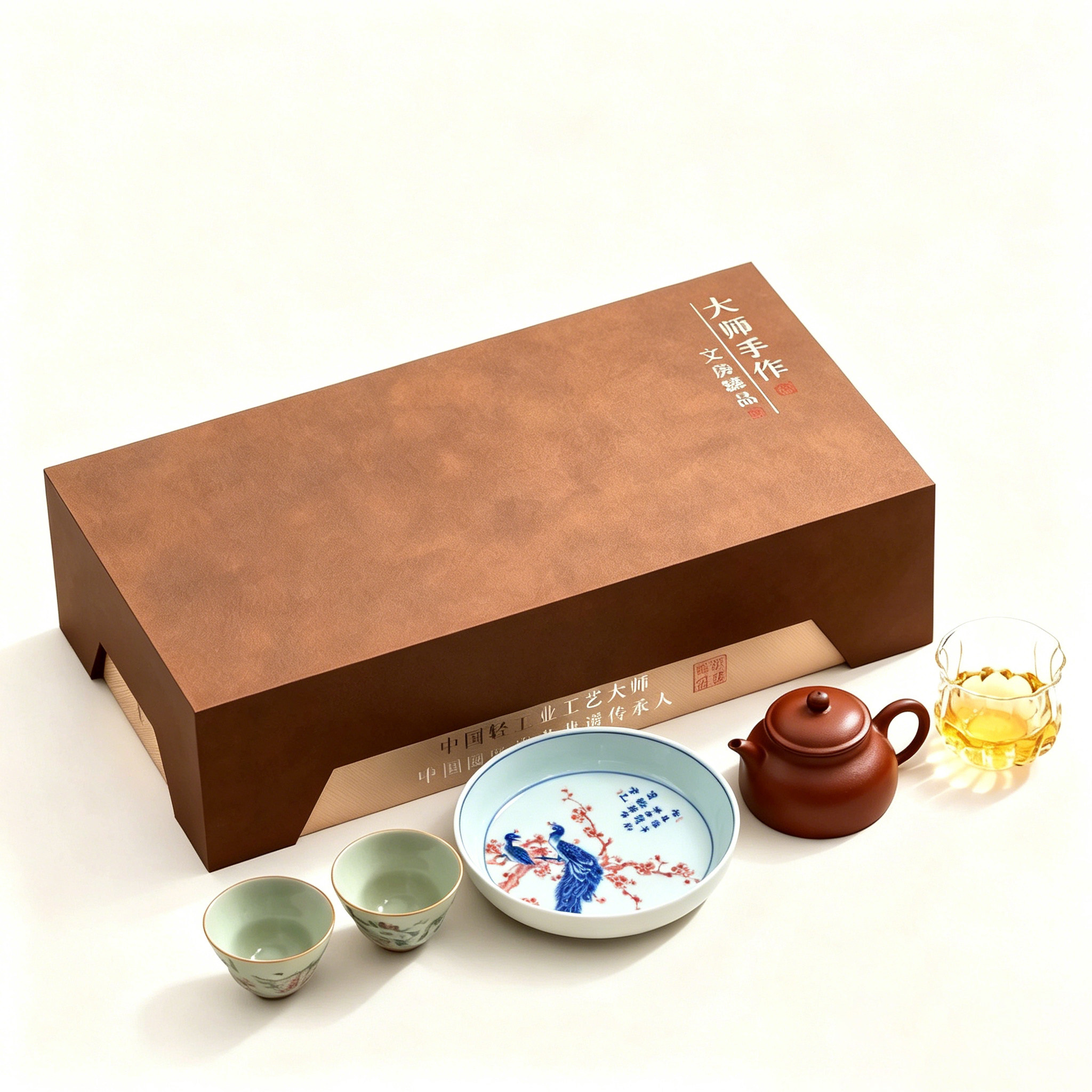 紫砂朱泥壶承 | 双杯梨皮平底套装茶具 × 高档功夫茶具
