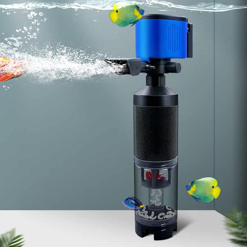 氧气循环泵一体增氧鱼马桶鱼缸粪便分离器上虑小型鱼缸内置过滤器