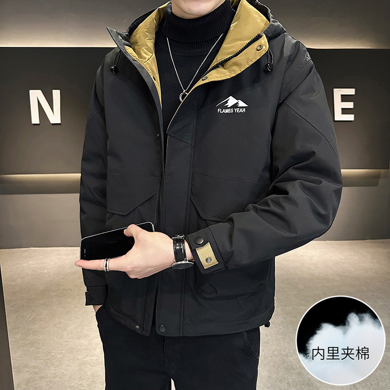 冬季男士连帽棉衣加厚保暖棉服