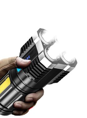 COB侧灯多功能强光手电筒户外LED便携家用USB充电手电筒远射