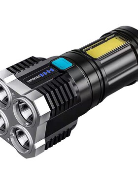新款COB侧灯多功能强光手电筒LED户外家用便携USB充电手电筒