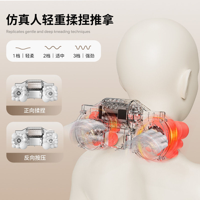 跨境新款热敷肩部腰部腰椎全身多功能按摩仪颈椎按摩器颈部按摩枕