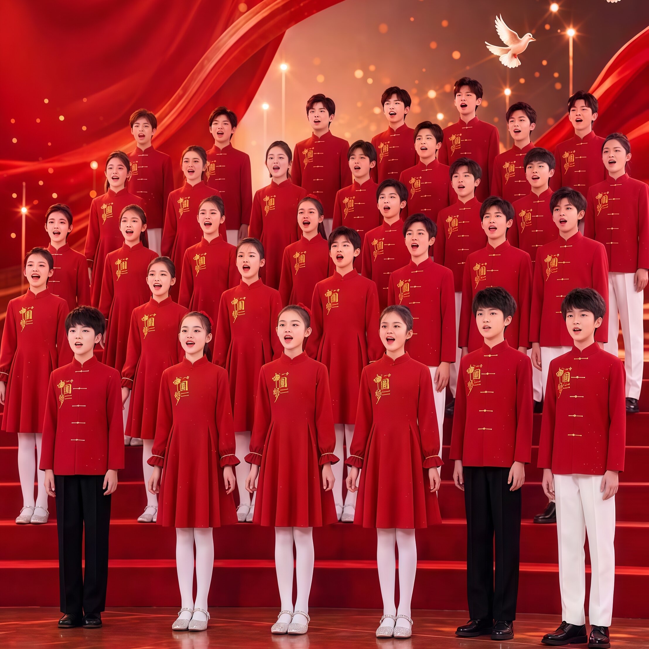 儿童大合唱演出服小学生爱国红歌表演服装元旦男女童诗歌朗诵礼服