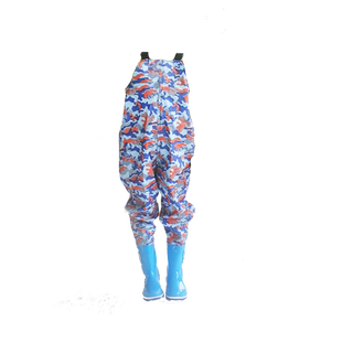 儿童下水连体防水雨裤玩水服幼儿园玩耍沙滩裤小孩连体雨鞋水叉裤