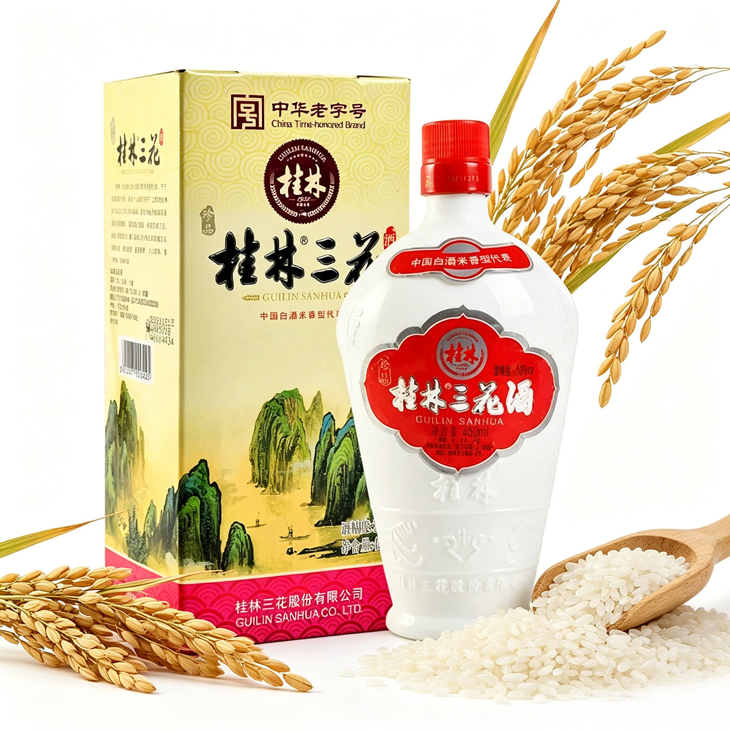 桂林三花酒38度6瓶整箱 珍品瓷瓶米香型白酒高度米酒广西三宝特产