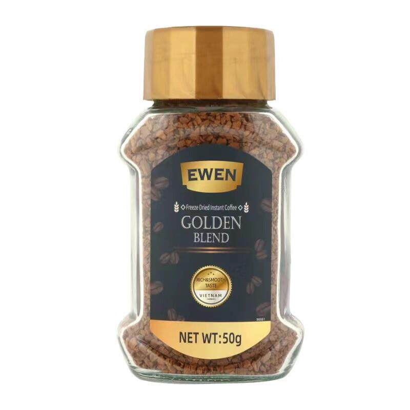 热卖意文EWEN冻干黑咖啡美式咖啡速溶咖啡粉即溶咖啡无糖罐装85g*