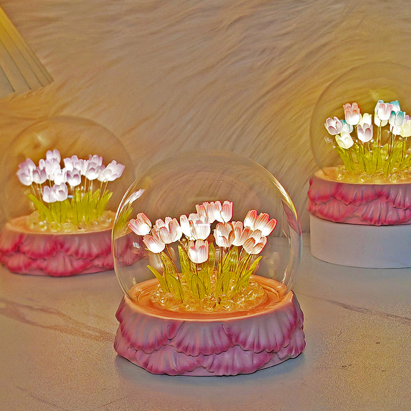 郁金香花海小夜灯摆件创意手工