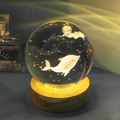 发光水晶球桌面摆件玻璃球装饰品