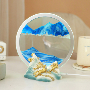 一鹿相伴福鹿流沙画摆件创意家居桌面沙漏装饰小夜灯送人生日礼物