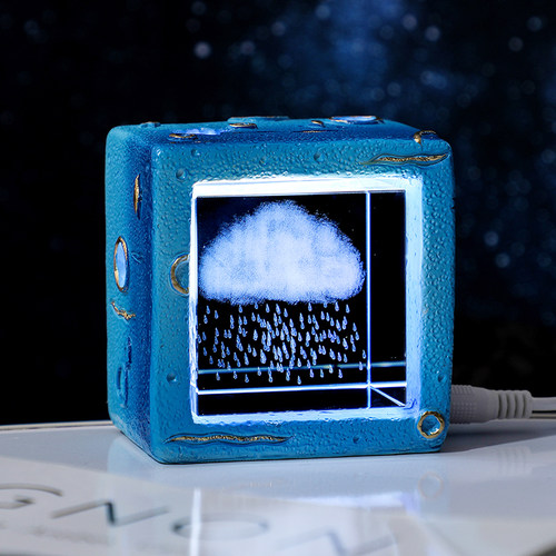 水晶星海方体发光小摆件桌面装饰