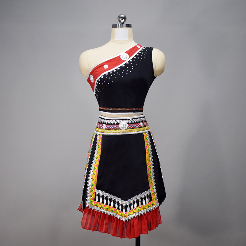 桃李杯彝族舞蹈艺考剧目佤族女甩发舞民族舞蹈服装舞台演出服定制