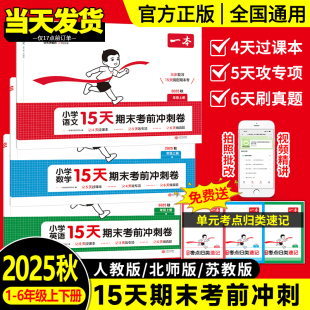2025秋新一本15天期末考前冲刺100分一二三四五六年级下册语文数学英语期中期末测试卷人教北师版 练习册期末考试 小学生同步单元