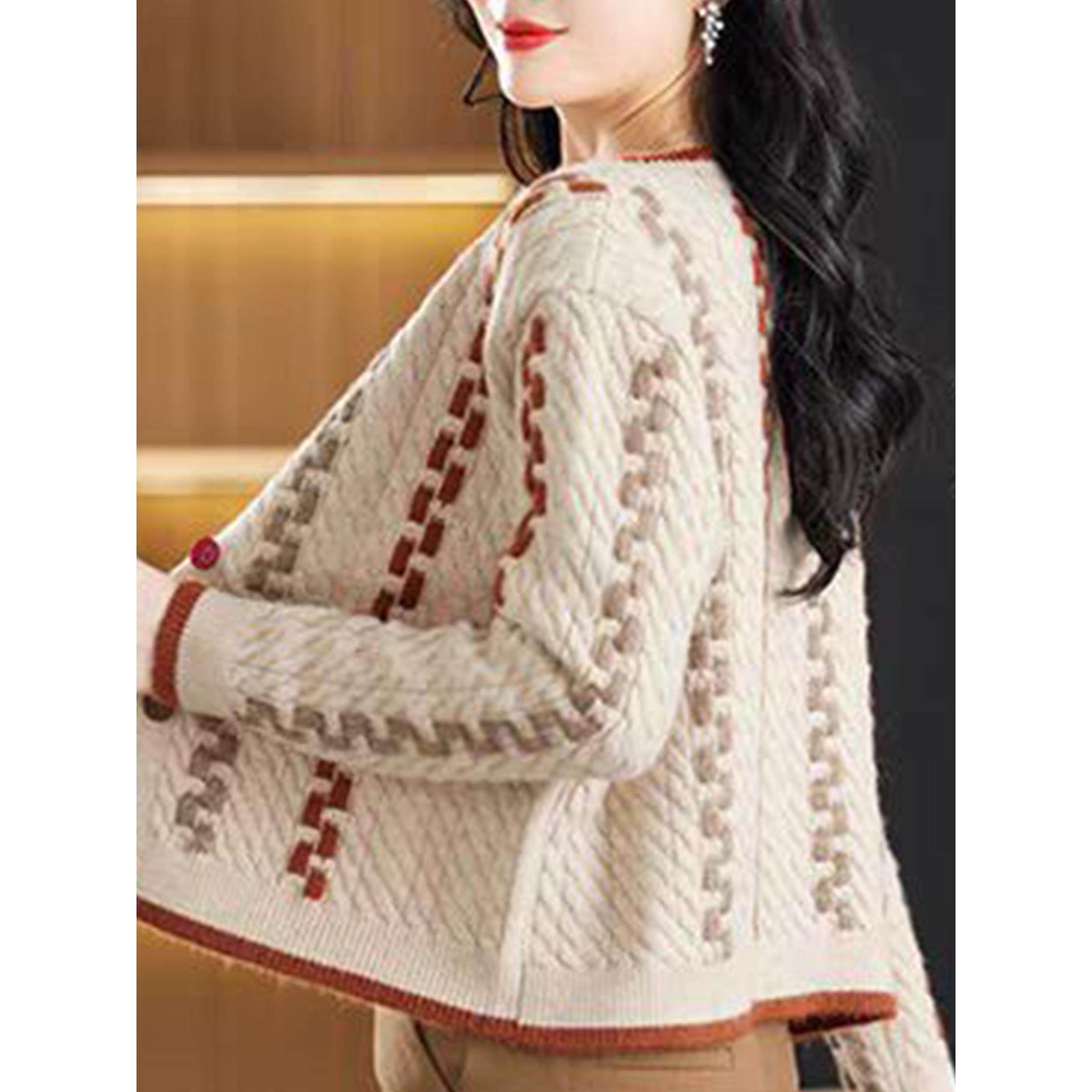 MONLOUVE短款毛衣外套女长袖2025秋冬款洋气宽松时尚外搭针织开衫