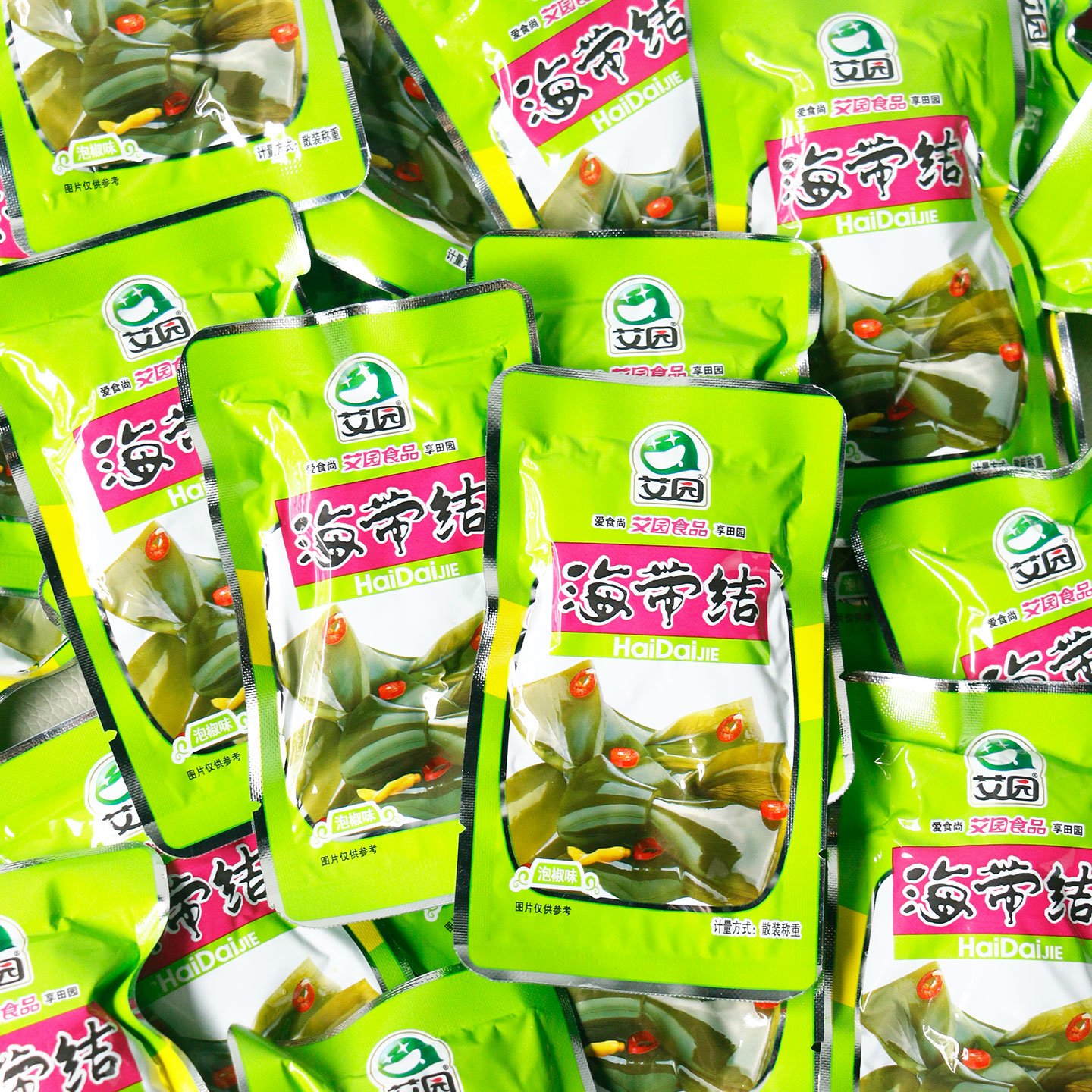 艾园泡椒味海带结散称小包装开袋即食休闲零食咸菜香辣泡菜海带片