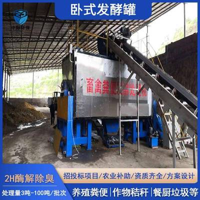 小型禽畜粪便卧式发酵设备养殖场粪污处理发酵罐有机肥发酵罐处理