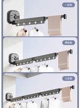 吸盘晾衣架隐形折叠阳台家用宿舍免打孔伸缩晾衣杆飘窗玻璃强力式