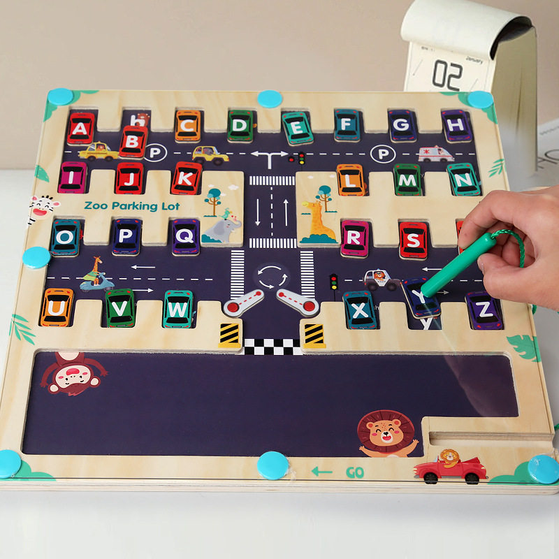 磁性字母配对停车场迷宫幼儿童早教认知益智磁力运笔走珠训练玩具,玩具/童车/益智/积木/模型,迷宫类,淘宝优惠券,粉丝福利购,淘宝优惠卷