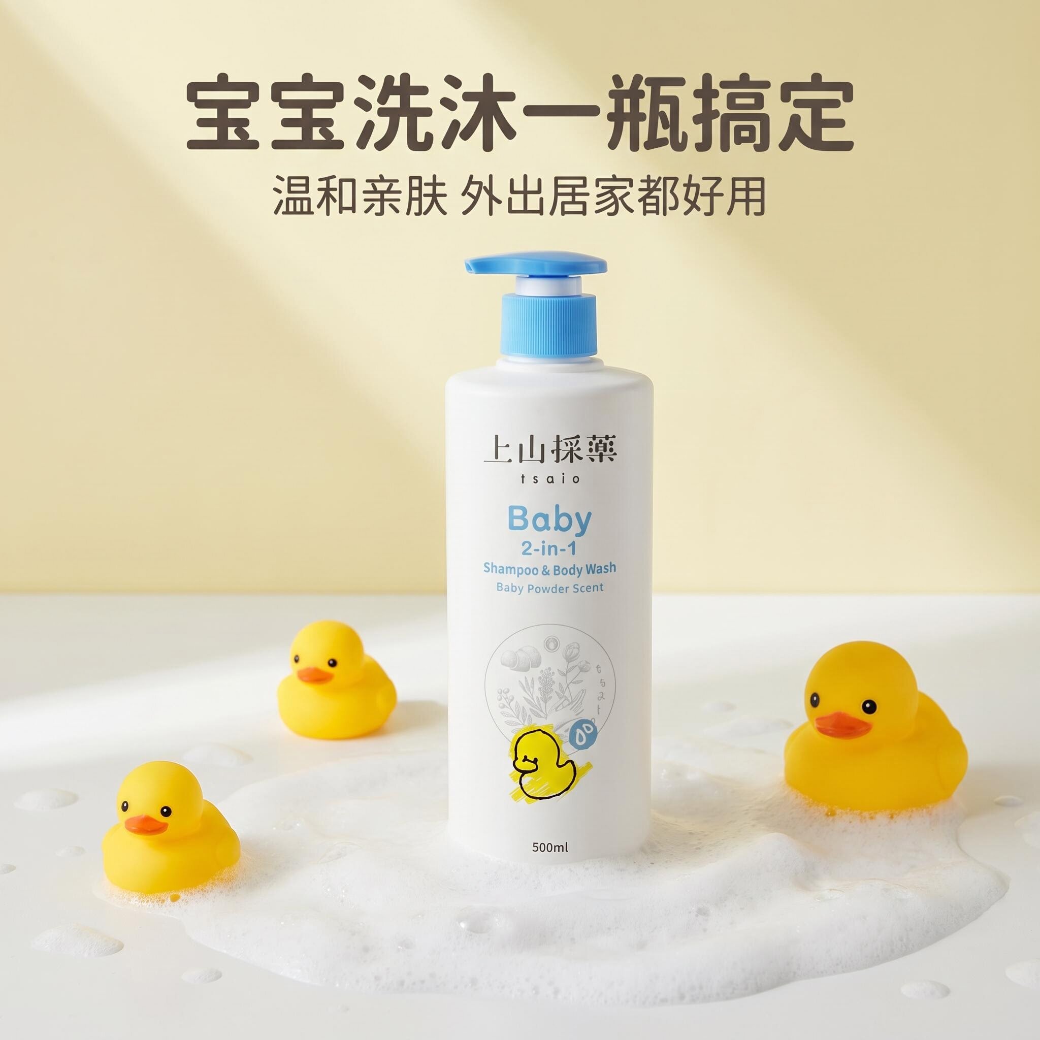 代购台湾上山采药婴儿宝宝专用新生幼女童洗发水沐浴露洗护二合一
