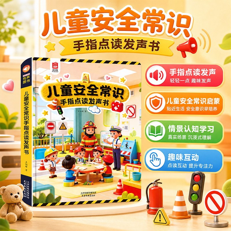 会说话的安全常识早教有声书读物手指点读发声书宝宝安全常识安全教育幼儿园大中小班2-3-4-6岁婴幼儿启蒙绘本儿童互动游戏益智书