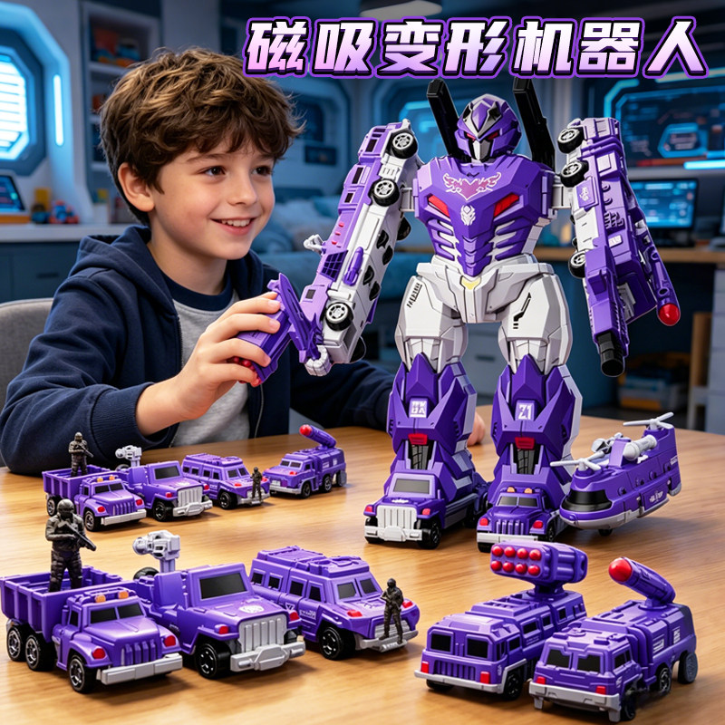 儿童益智玩具男孩3到6岁六一礼物百变磁力机器人积木拼搭变形金刚