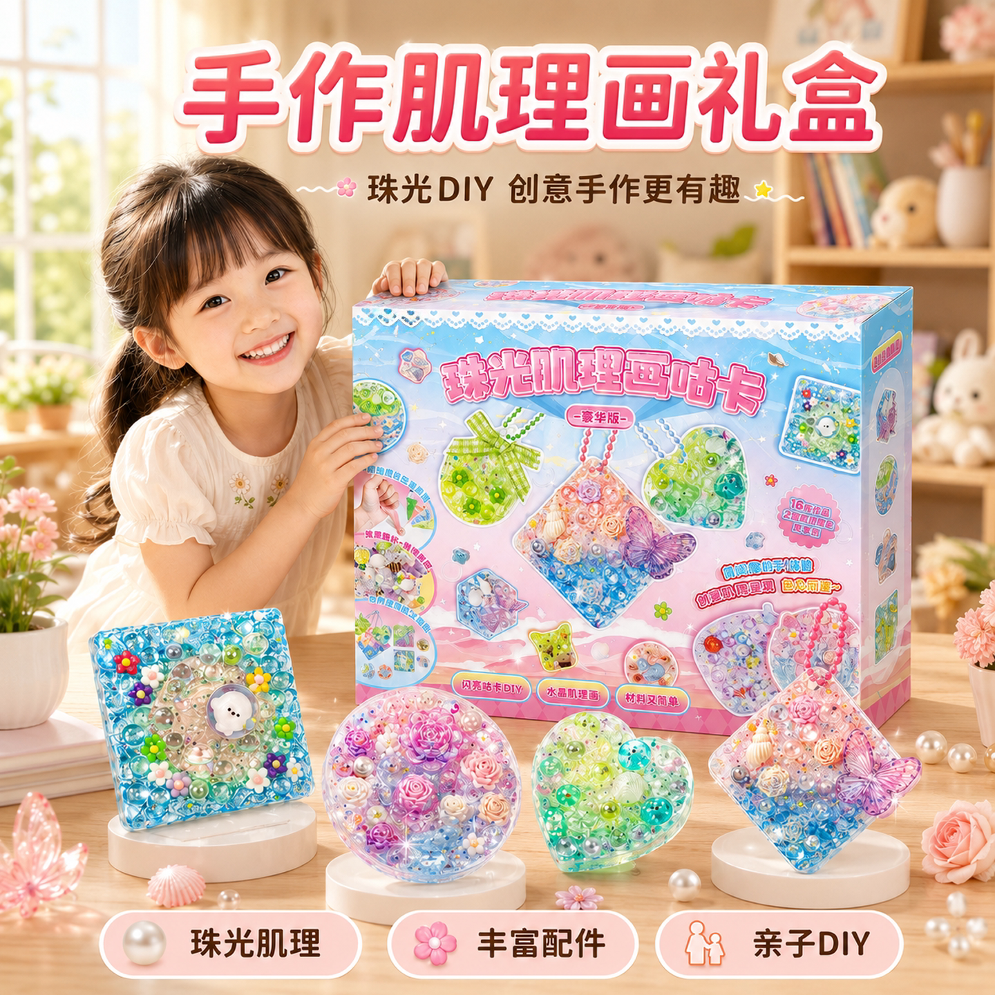 【真实纹理】珠光肌理画咕卡
