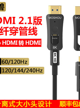 魔兽2.1版8K光纤micro hdmi转hdmi线直播投影穿管高清线4K@120Hz