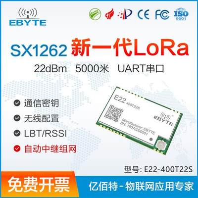 LoRa无线模块433M串口通信数传收发中继组网SX1262/SX1268模组