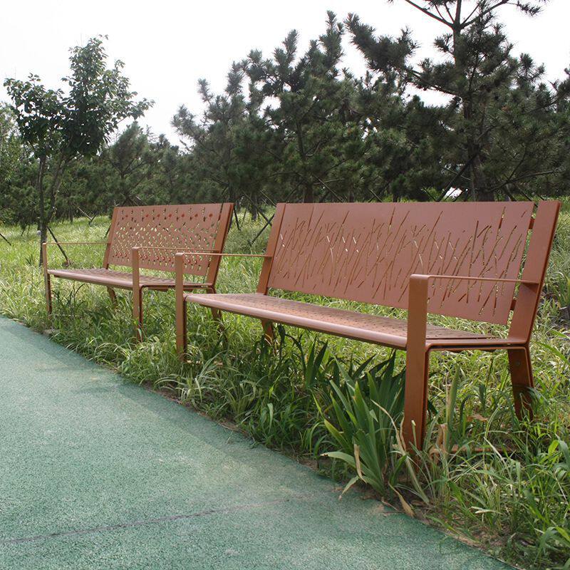 校园广场公园户外靠背座椅金属休闲公园椅子户外长椅园林椅