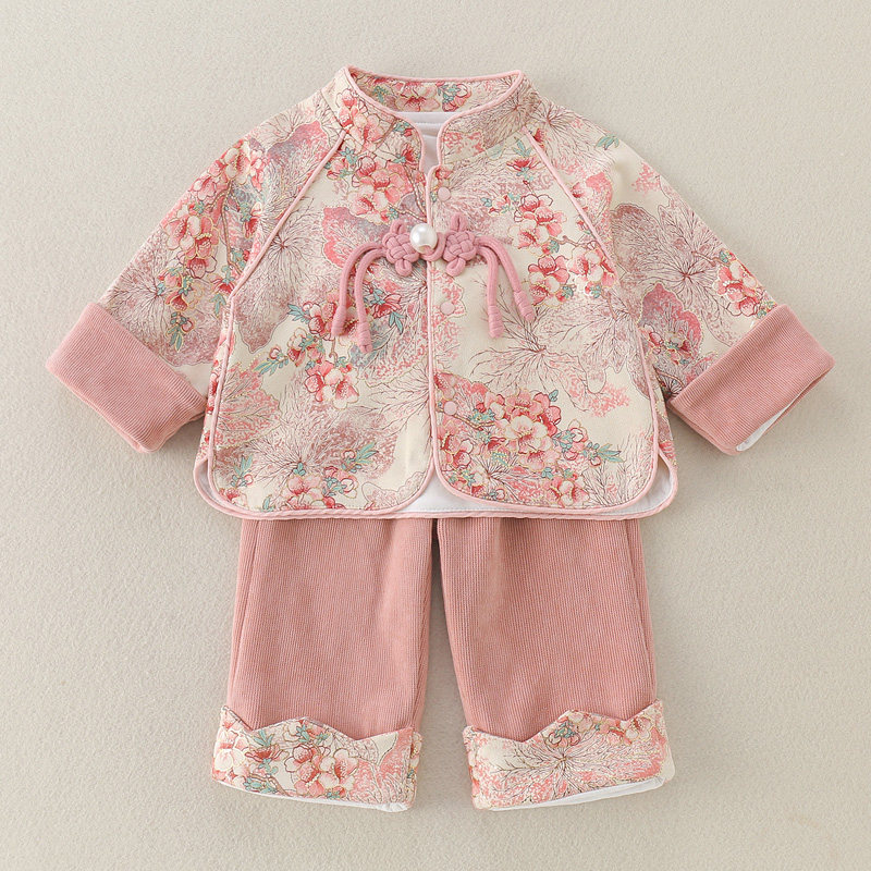 婴儿秋冬套装两件套新中式唐装汉服古风女宝春秋宝宝衣服国风秋季