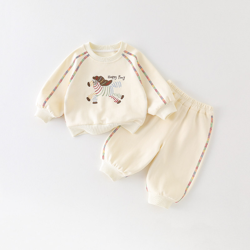 婴儿套装宝宝春秋衣服早秋分体婴幼儿分体两件套小马卫衣秋装可爱