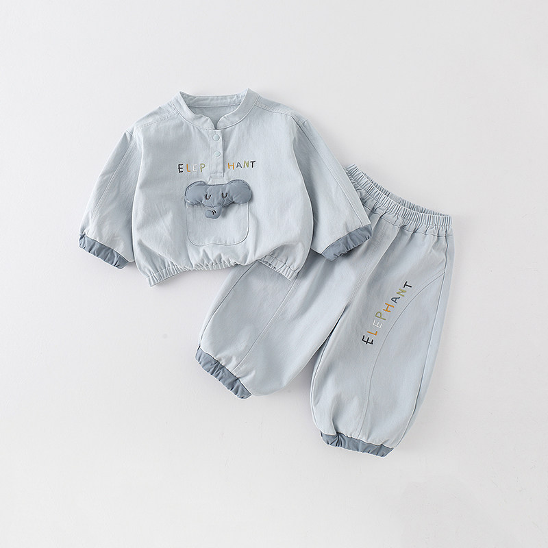 婴儿套装宝宝春秋衣服早秋分体婴幼儿分体两件套大象男宝秋装时尚