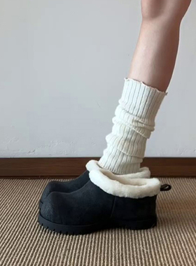 小个子厚底一脚蹬毛毛鞋2025秋冬大头复古加绒勃肯鞋女外穿雪地靴