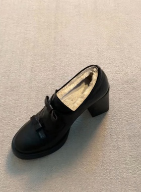 英伦厚底加绒小皮鞋女2025新款棉鞋保暖毛毛鞋粗跟单鞋秋冬乐福鞋