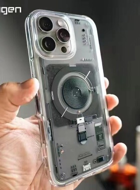 Spigen 3D立体电路图适用苹果iphone17 pro/16/16e/15/14/13/12 Pro手机壳MagSafe磁吸保护套Air全包防摔透明