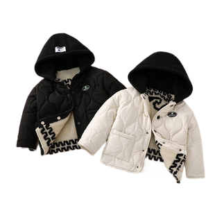 【双面穿棉衣】SXM1233W儿童绗棉条纹毛毛加厚两面穿棉衣KS