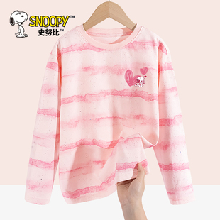 史努比长袖t恤女童纯棉上衣女大童洋气开春衣服儿童体恤2025新款