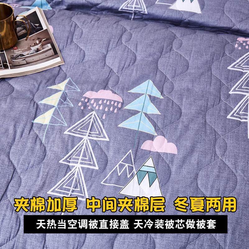 纯棉拉链被套单件单人150x200x230夹棉加厚两用空调被罩冬季全棉