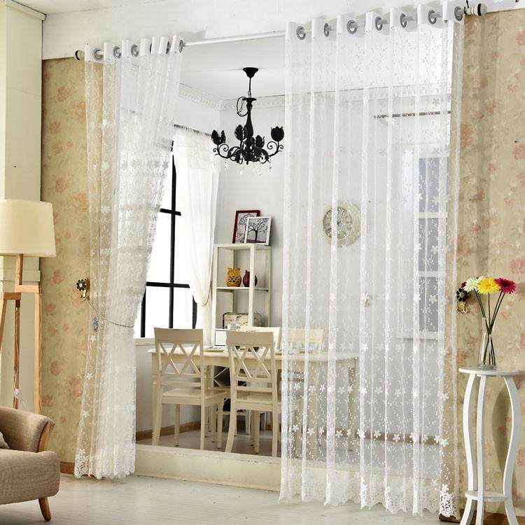 高档现代韩式田园纯色绣花窗纱客厅卧室阳台飘窗纱帘窗帘成品纱Q1