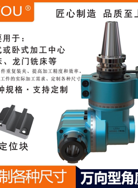 LZOU轻型万向侧铣头BT30ER11ER16 ER20 ER25加工中心角度头横铣头