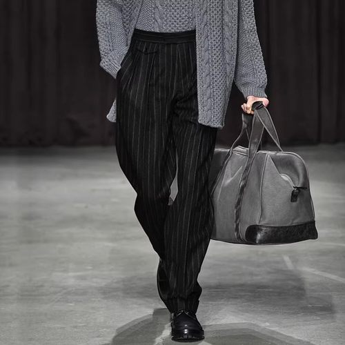 直筒复古大码男士毛呢休闲裤