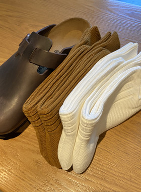 Stochastic落叶黄白色纯棉袜长袜复古姜黄中筒双针堆堆袜透气吸汗