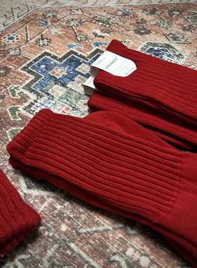 Stochastic 红色袜子车厘子红纯棉毛巾袜粗线 圣诞红 结婚 本命年