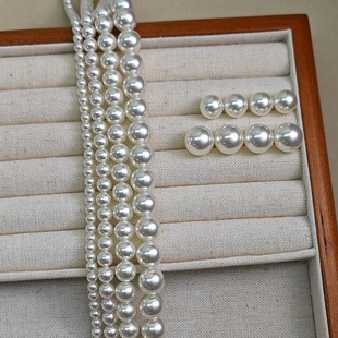 仿珍珠施家2033色澳白圆珠直孔半孔散珠水晶玻璃珠DIY饰品配件676