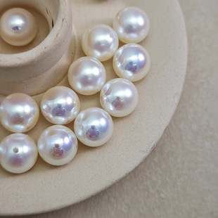 Akoya炫彩 天女粉树脂马贝半孔单孔直孔仿珍珠散珠DIY饰品配件748