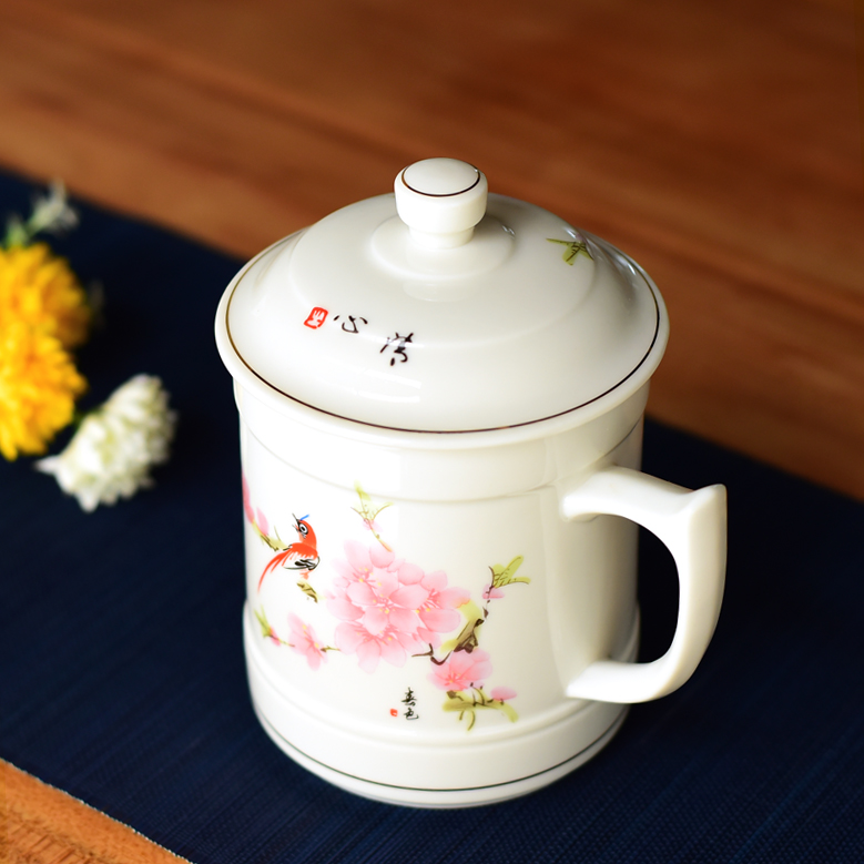 席丰田园风大茶杯陶瓷釉上彩大号