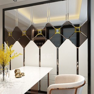 拼镜艺术玻璃金属件定制做欧式餐厅玄关艳霞物语镜子简约现代轻奢