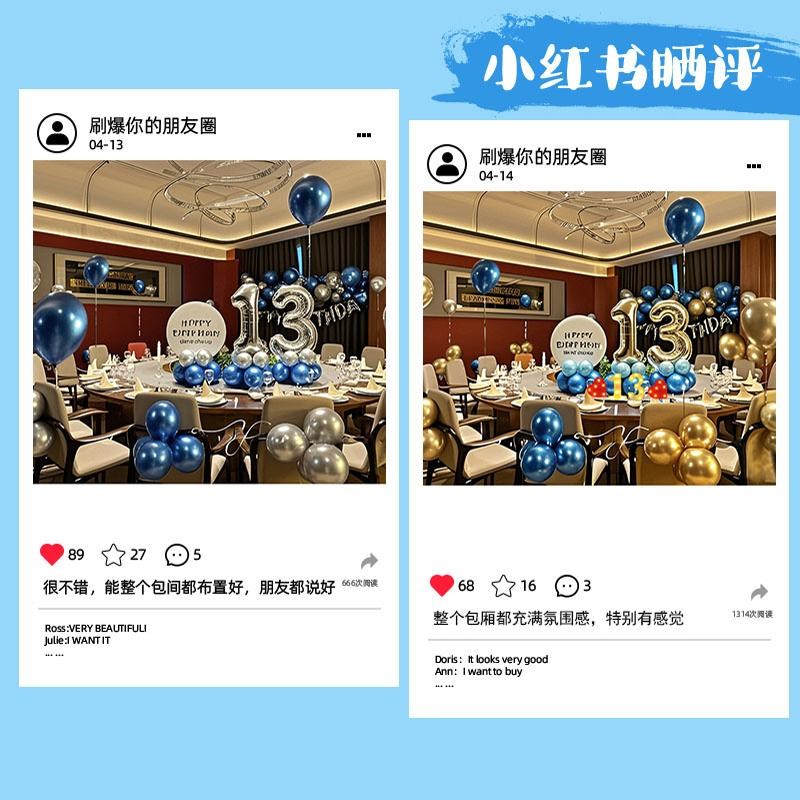 12岁男孩生日装饰场景布置十二十八酒饭店包厢包间生日布置气球18