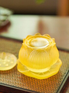 古法琉璃金色圣水杯家用供杯观音圣水杯琉璃佛供杯供奉用品摆件