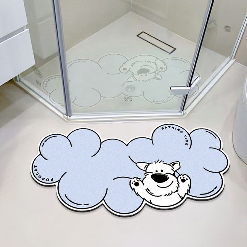 卡通弧形浴室地垫硅藻泥卫生间吸水速干防滑脚垫厕所淋浴门口门垫
